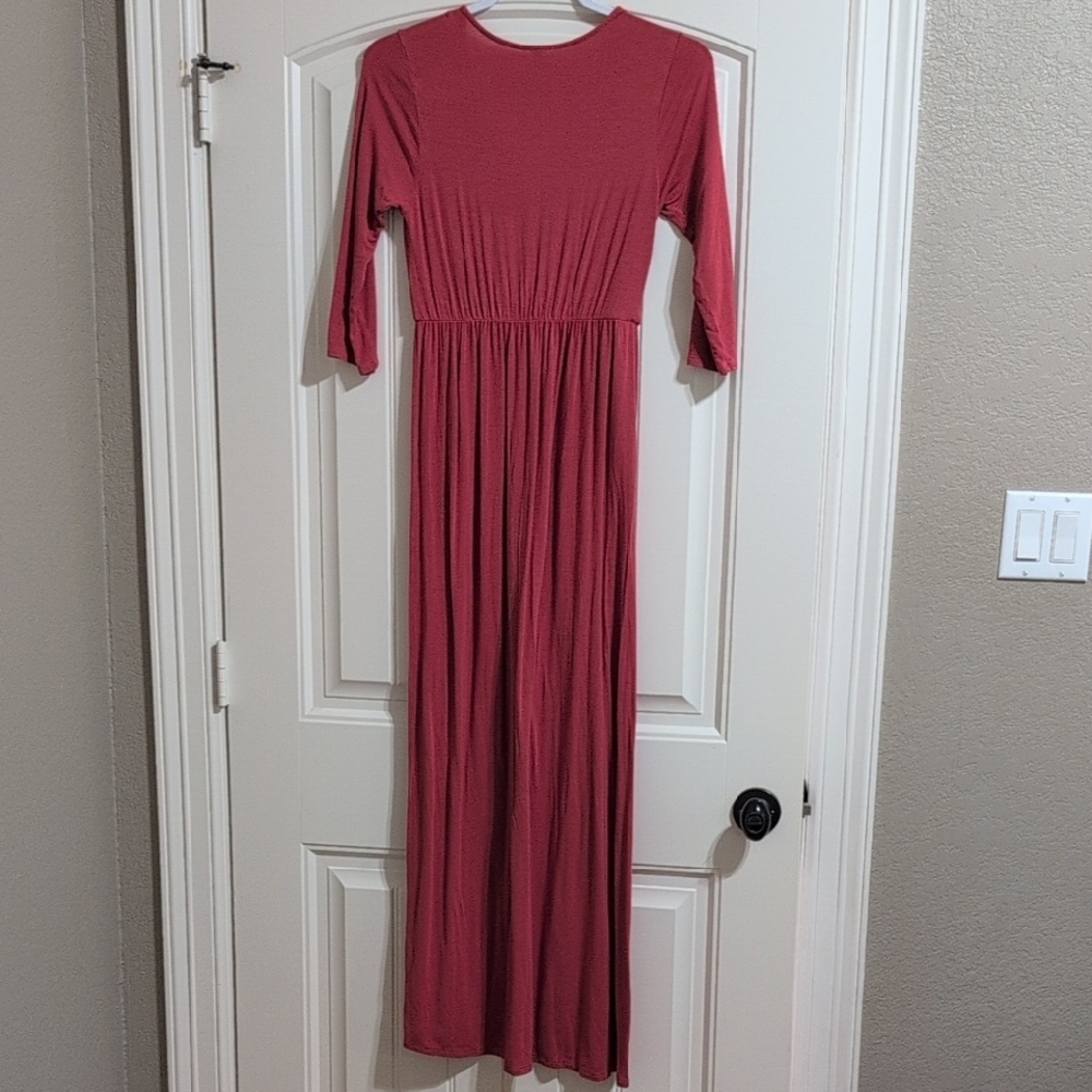 Mother Bee Maternity 3/4 Sleeve Dress in Terracotta - Picture 3 of 5